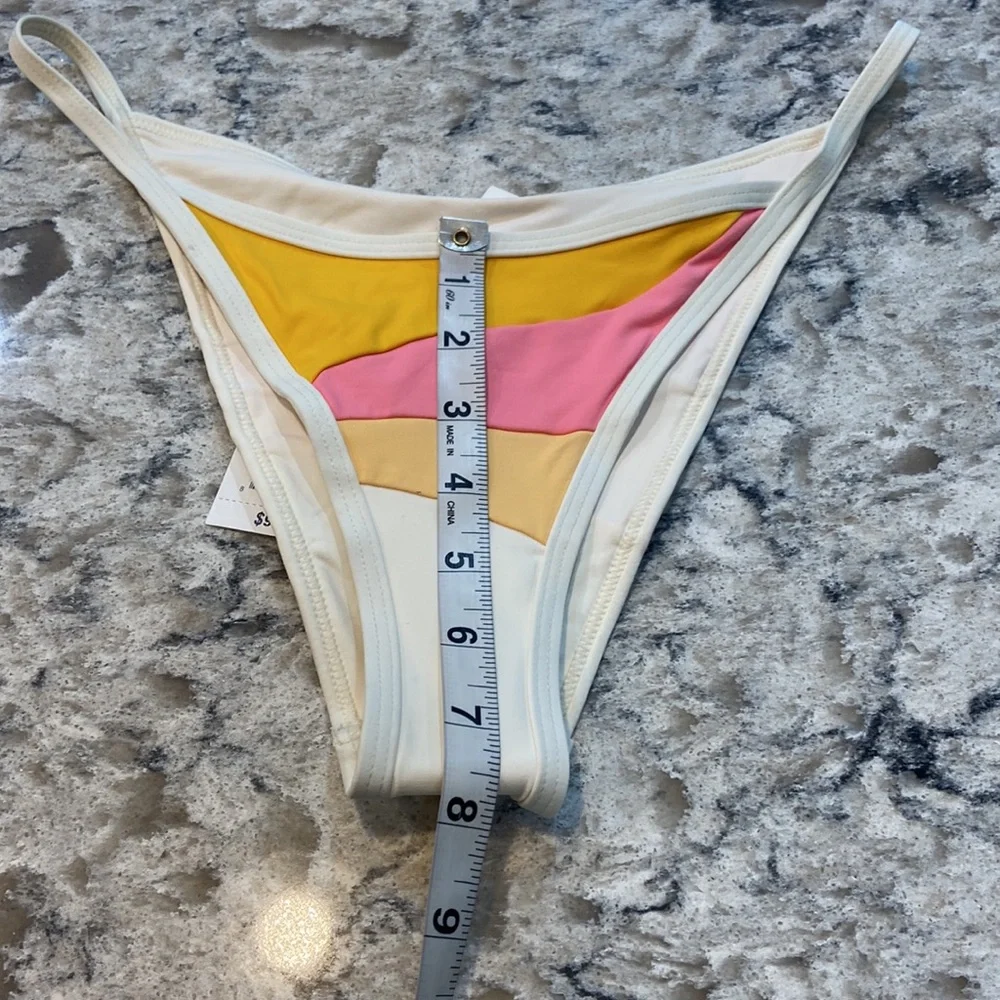 L*Space Daybreak Bitsy Bikini Bottom Medium Colorblock High Leg NWT